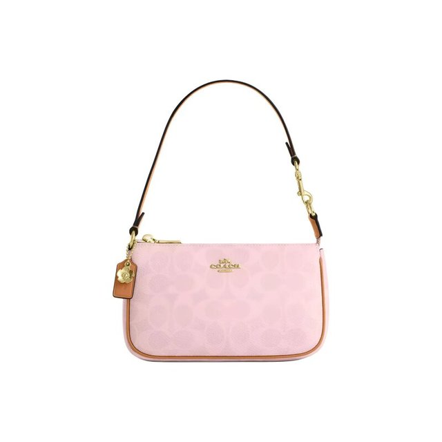 COACH 七夕节日限定经典老花标志挂件粉色斜挎包