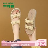 木林森 女士夏季外穿凉鞋 蝴蝶结沙滩凉鞋子百搭时尚半拖凉鞋休闲女拖鞋