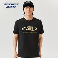 斯凯奇 短袖男女同款2026春季新款休闲T恤百搭运动印花LOGO 碳黑 XS