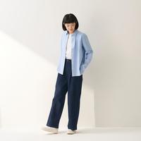 無印良品 MUJI 无印良品 女式 棉水洗牛津纽扣领长袖衬衫衬衣女装女款春季