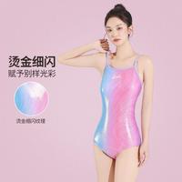 Barbie 连体泳衣女专业竞速训练高级感炫彩三角性感显瘦泡温泉游泳衣