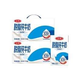 三元 脱脂纯牛奶 250ml*24盒*2箱 礼盒装