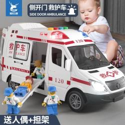 爱比鹿 儿童玩具仿真模型车声光故事可开门救护车消防车男孩生日礼物