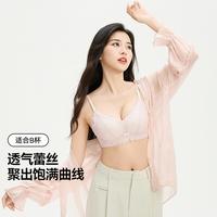 三福 薄杯无钢圈文胸 法式波点蕾丝三角杯透气网纱内衣女514819