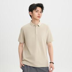 三福 2026夏季男士撞边翻领短T恤 休闲POLO衫简约上衣518210