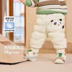 巴拉巴拉 高腰护肚保暖羽绒裤婴幼裤子男童加绒裤子宝宝裤子冬款女童小童