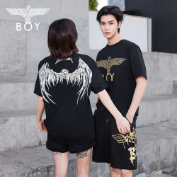 BOY LONDON 夏季短袖情侣款翅膀烫金潮牌凉感T恤N01918