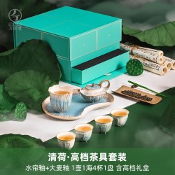 万仟堂 功夫茶具套装家用高档轻奢女士精致茶具礼盒装清荷