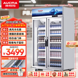 澳柯玛 风冷无霜展示柜冷藏保鲜柜 双门三门立式冰柜饮料柜 风冷无霜 875升 1.2米LSC-880TWXC