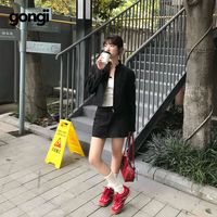 共迹 春秋新款德训鞋女百搭休闲鞋方头平底运动鞋单鞋女