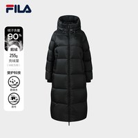 FILA 热力服80鹅绒斐乐女收腰长款羽绒服2026冬季休闲保暖连帽外套
