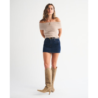 Abercrombie & Fitch 150-5358 一字肩修身 浅棕色 XS 女士针织衫
