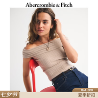 Abercrombie & Fitch 150-5358 一字肩修身 浅棕色 XS 女士针织衫