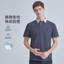 杉杉 男士春夏短袖Polo经典商务休闲上衣条纹百搭T恤