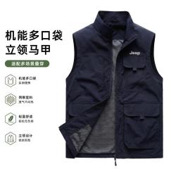 吉普 百搭男式立领工装马甲户外轻量化无袖坎肩透气钓鱼外套