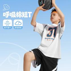 安踏 呼吸棉速干T儿童t恤短袖透爽篮球运动T恤男童中大童安踏童装