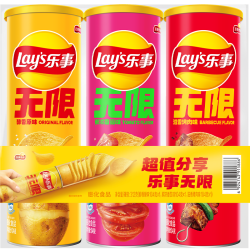 乐事 无限薯片组合装 312g（原味104g+嗞嗞烤肉味104g+鲜浓番茄味104g）