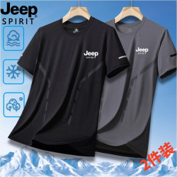 JEEP SPIRIT JEEP吉普冰丝T恤男圆领短袖速干衣衣服运动薄款新款透气大码t袖