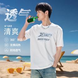 特步 情侣款短袖女T恤男夏季透气短袖针织衫时尚休闲上衣