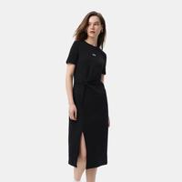 Gap 女装夏季刺绣logo腰部打结开叉短袖中长连衣裙 765631