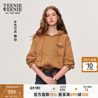 TEENIE WEENIE 复古水洗连帽拉链短款卫衣 棕色 M