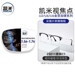 凯米 高清近视眼镜1.74超薄 U6防蓝光辐射可配度数 磁吸套镜偏光眼镜框 2264黑银C3磁吸套镜 配凯米u6防蓝光1.67