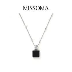 MISSOMA 新款方形孔雀石吊坠项链女小金珠轻奢小众女锁骨链 生日礼物女 白母贝