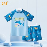 移动端：361° 儿童泳衣男童中小童短袖分体泳衣卡通印花速干泳装