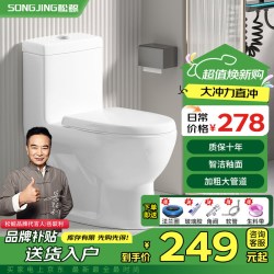 松鲸 卫浴家用马桶坐便器大冲力超漩虹吸式静音连体座便器小户型马桶 直冲型+轻音盖板