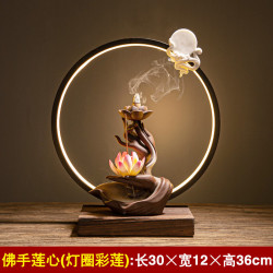 艾格辰 紫砂倒流香炉禅意佛手莲心