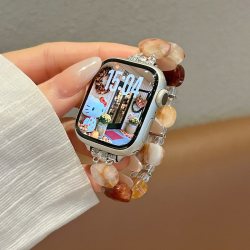 圣铂 适用s11苹果iwatch10手表带ultra新款夏天applewatch9/8/7水晶天然石se代智能手表女42/46mm弹力透气串珠腕带