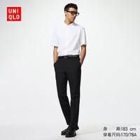 优衣库 易打理快干弹力轻型长裤加长款男装休闲西裤482903/09黑色 76 /165/76A