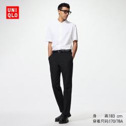 优衣库 易打理快干弹力轻型长裤加长款男装休闲西裤482903/09黑色 76 /165/76A