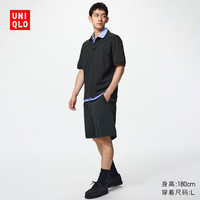 优衣库 尼龙休闲短裤男装女装工装裤子户外宽松482937 488371/09黑色 L