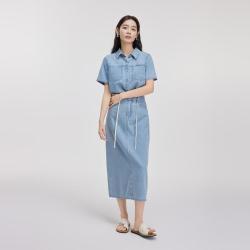 三彩 戴檬系列 女士中长款直筒休闲通勤半身裙