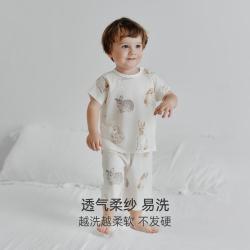 OAK FAMILY 夏季儿童家居服 短袖七分裤睡衣套装