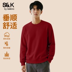 班尼路 S&K酒红色卫衣男春季马年情侣本命年过新年男款衣服外套Y