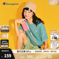 Champion 全棉圆领短袖T恤 灰蓝色 XL