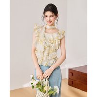 爱依服 女士无袖荷叶边上衣 7518-D72585