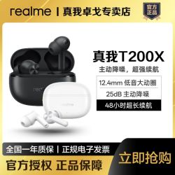 真我 Buds T200X无线蓝牙耳机25dB主动降噪48h超长续航t200x