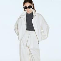 COVERINS 影儿COVERINS宽松休闲感秋季白色立领工装风短外套夹克女