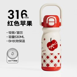 贝十八 BSB-625 双饮拎拎杯 530ml 红色苹果