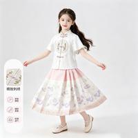 巴布豆 女童25年夏短盘扣汉服夏古风套装