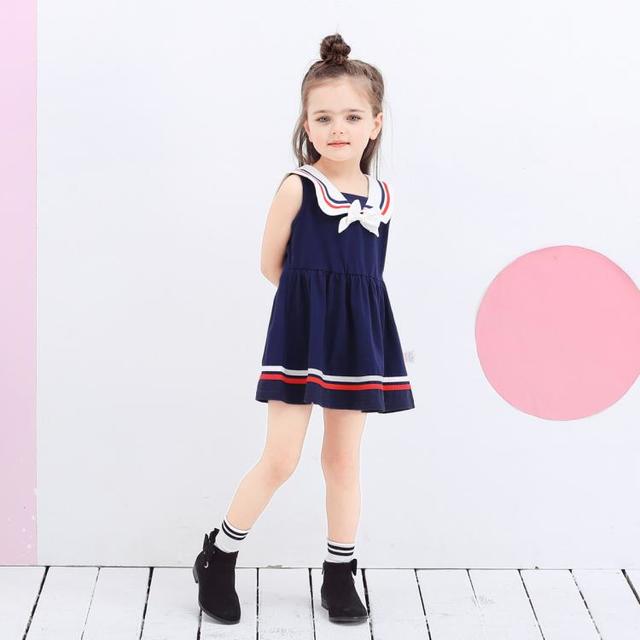 jellybaby 夏款儿童无袖裙子背心裙演出学院撞色公主裙连衣裙礼服
