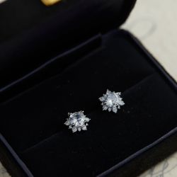 半日逅屿 【星河月溅星河锆石秋冬耳环无耳洞蚊香盘耳夹女耳钉闪耀 耳钉款式一对