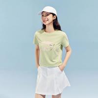 安踏 logo短袖T恤女士夏季休闲简约舒适显瘦针织正肩成人短T上衣