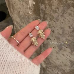 半日逅屿 ins韩系 秋冬气质闪锆花朵流苏耳环女高级感独特耳钉耳饰简约时尚 耳钉款