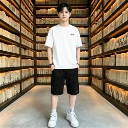 回力 夏季男式套装亲肤舒适短T透气直筒短裤男