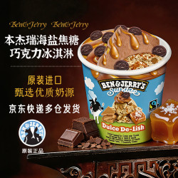 BEN&JERRY'S BEN & JERRY'S正品进口本杰瑞冰淇淋大桶装雪糕奶砖冰激凌奶糕海盐焦糖巧克力味