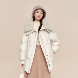 波司登 狐狸毛领翻领短款厚女士羽绒服